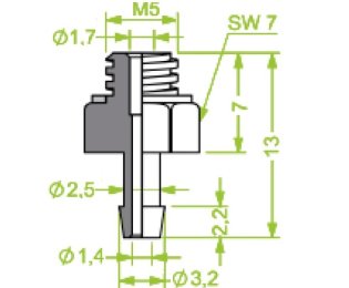 Racord ventuza 130.626 cu filet metric exterior M5
