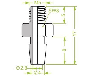 Racord ventuza 130.906 cu filet metric exterior M5