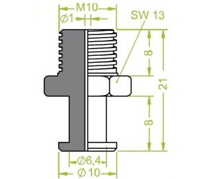 Racord ventuza 130.350 cu filet metric exterior M10