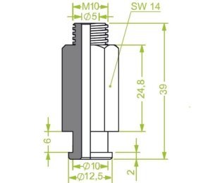 Racord ventuza 130.553 cu filet metric exterior M10
