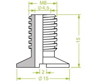 Racord ventuza 130.628 cu filet metric exterior M8