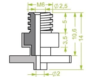 Racord ventuza 130.340 cu filet metric exterior M6