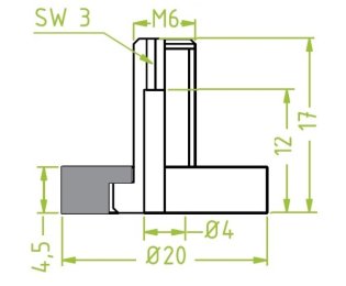 Racord ventuza 130.499 cu filet metric exterior M6