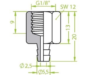 Racord ventuza 130.035 cu filet imperial interior G1/8"