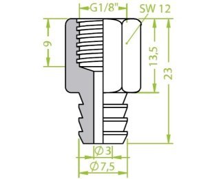 Racord ventuza 130.041 cu filet imperial interior G1/8"