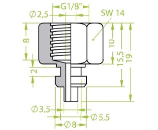 Racord ventuza 130.086 cu filet imperial interior G1/8"
