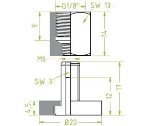 Racord ventuza 130.489 cu filet imperial interior G1/8"