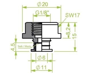 Racord ventuza 130.501 cu filet imperial interior G1/8"