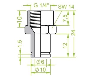 Racord ventuza 130.179 cu filet imperial interior G1/4"