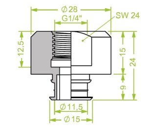 Racord ventuza 130.909 cu filet imperial interior G1/4"