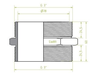 Niplu dublu ventuze filet exterior G3" - filet exterior G3"
