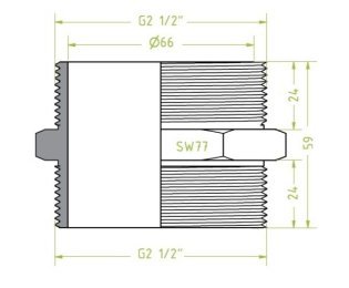 Niplu dublu ventuze filet exterior G2½" - filet exterior G2½"