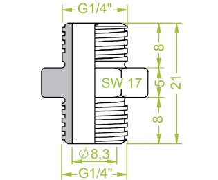 Niplu dublu ventuze filet exterior G¼" - filet exterior G¼"