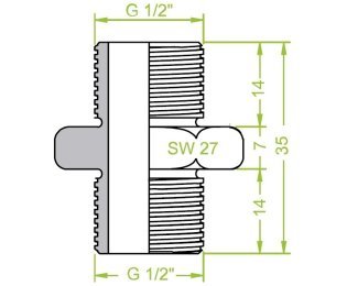 Niplu dublu ventuze filet exterior G½" - filet exterior G½"