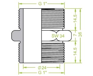 Niplu dublu ventuze filet exterior G1" - filet exterior G1"