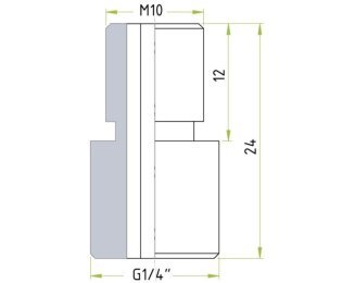 Niplu dublu ventuze filet exterior G¼" - filet exterior M10