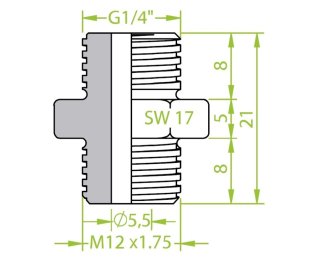 Niplu dublu ventuze filet exterior G¼" - filet exterior M12