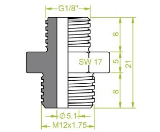 Niplu dublu ventuze filet exterior G1/8" - filet exterior M12