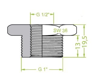 Niplu dublu ventuze filet exterior G1" - filet interior G½"