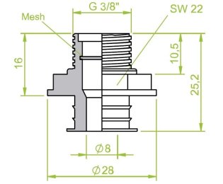 Racord ventuza filet exterior G3/8" cod 130.296