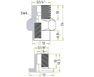 Racord ventuza filet exterior G¼" cod 130.730
