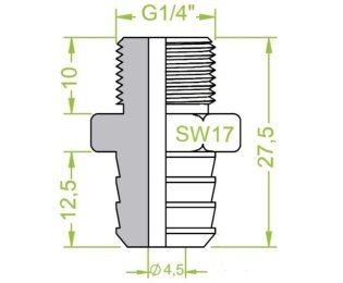 Racord ventuza filet exterior G¼" cod 130.609