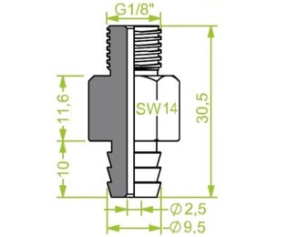 Racord ventuza filet exterior G¼" cod 130.551