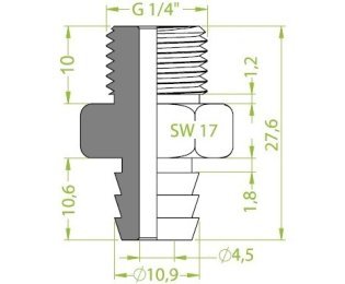Racord ventuza filet exterior G¼" cod 130.521