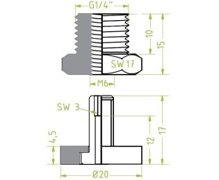 Racord ventuza filet exterior G¼" cod 130.491