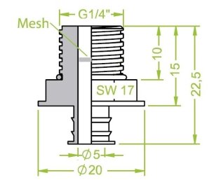 Racord ventuza filet exterior G¼" cod 130.293