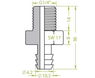 Racord ventuza filet exterior G¼" cod 130.208