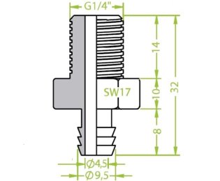Racord ventuza filet exterior G¼" cod 130.043