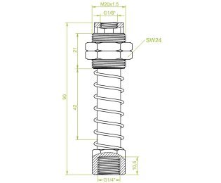Suport ventuza cu arc cod 80.050 cursa=42.0 mm  L=90.0 mm