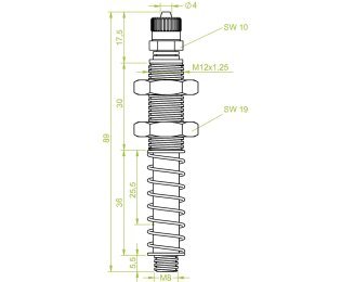 Suport ventuza cu arc cod 80.054 cursa=26.0 mm  L=89.0 mm