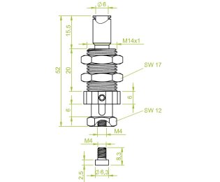 Suport ventuza cu arc cod 80.103 cursa=6.0 mm  L=54.5 mm