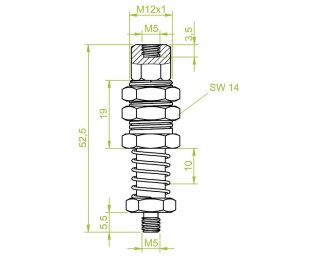 Suport ventuza cu arc cod 80.121 cursa=10.0 mm  L=52.5 mm