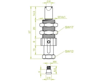 Suport ventuza cu arc cod 80.125 cursa=10.0 mm  L=57.0 mm