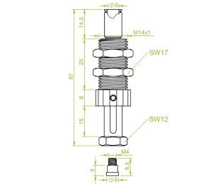 Suport ventuza cu arc cod 80.126 cursa=15.0 mm  L=67.0 mm
