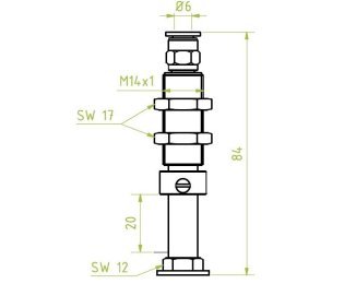 Suport ventuza cu arc cod 80.130 cursa=20.0 mm  L=84.0 mm