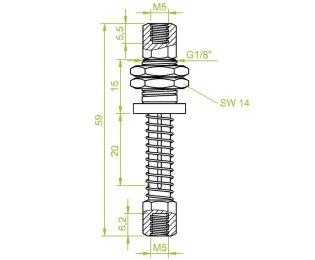 Suport ventuza cu arc cod 80.153 cursa=20.0 mm  L=59.0 mm