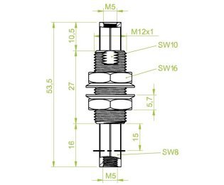 Suport ventuza cu arc cod 80.523 cursa=15.0 mm  L=53.0 mm