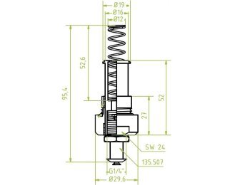 Suport ventuza cu arc cod 80.526 cursa=55.0 mm  L=95.4 mm