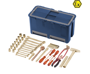 Set BAZA 44 scule ATEX bronz special si cupru-beriliu in cutie