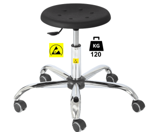 Taburet ESD seria STOOL Standard poliuretan WLL=120kg H=430-555mm