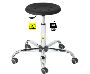 Taburet ESD seria STOOL Standard poliuretan WLL=120kg H=510-695mm