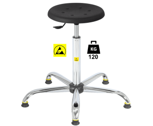 Taburet ESD seria STOOL Standard poliuretan WLL=120kg H=560-810mm
