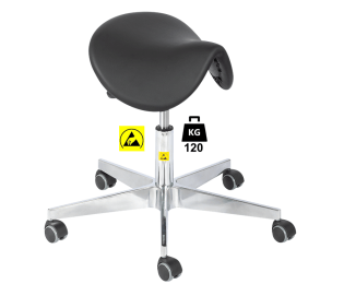 Taburet ESD seria SADDLE Standard poliuretan WLL=120kg H=450-570mm