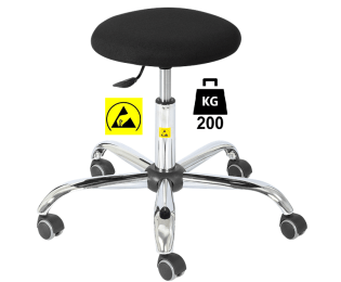 Taburet ESD cu husa textila sau vinil STOOL Heavy Duty WLL=200kg H=455-575mm