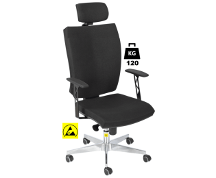 Scaun ESD cu husa textila sau vinil SUPERIOR 2 cu cotiere portanta 120kg H=435-500mm