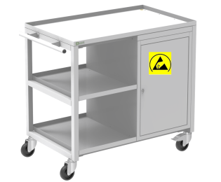 Carucior ESD cu dulap si raft depozitare